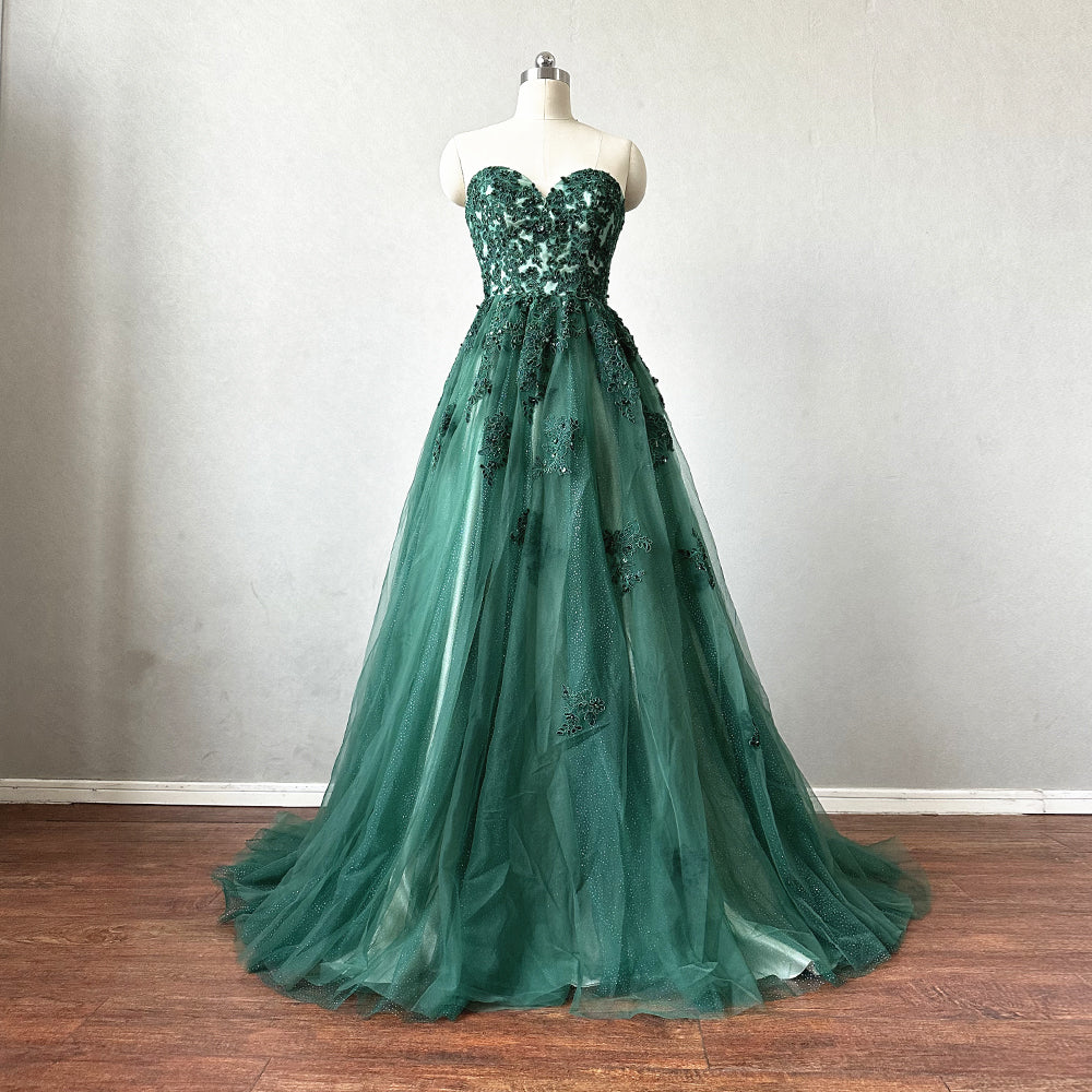 Dark Green Prom Dress Ball Gown with Corset Back – DressCulture