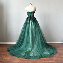 Load image into Gallery viewer, Dark Green Prom Dress Ball Gown with Corset Back