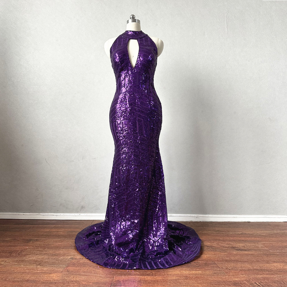 purple sequin mermaid dress Purple Pattern Sequin Prom Dress Mermaid – DressCulture