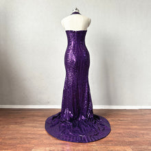 Load image into Gallery viewer, Purple Pattern Sequin Prom Dress Mermaid