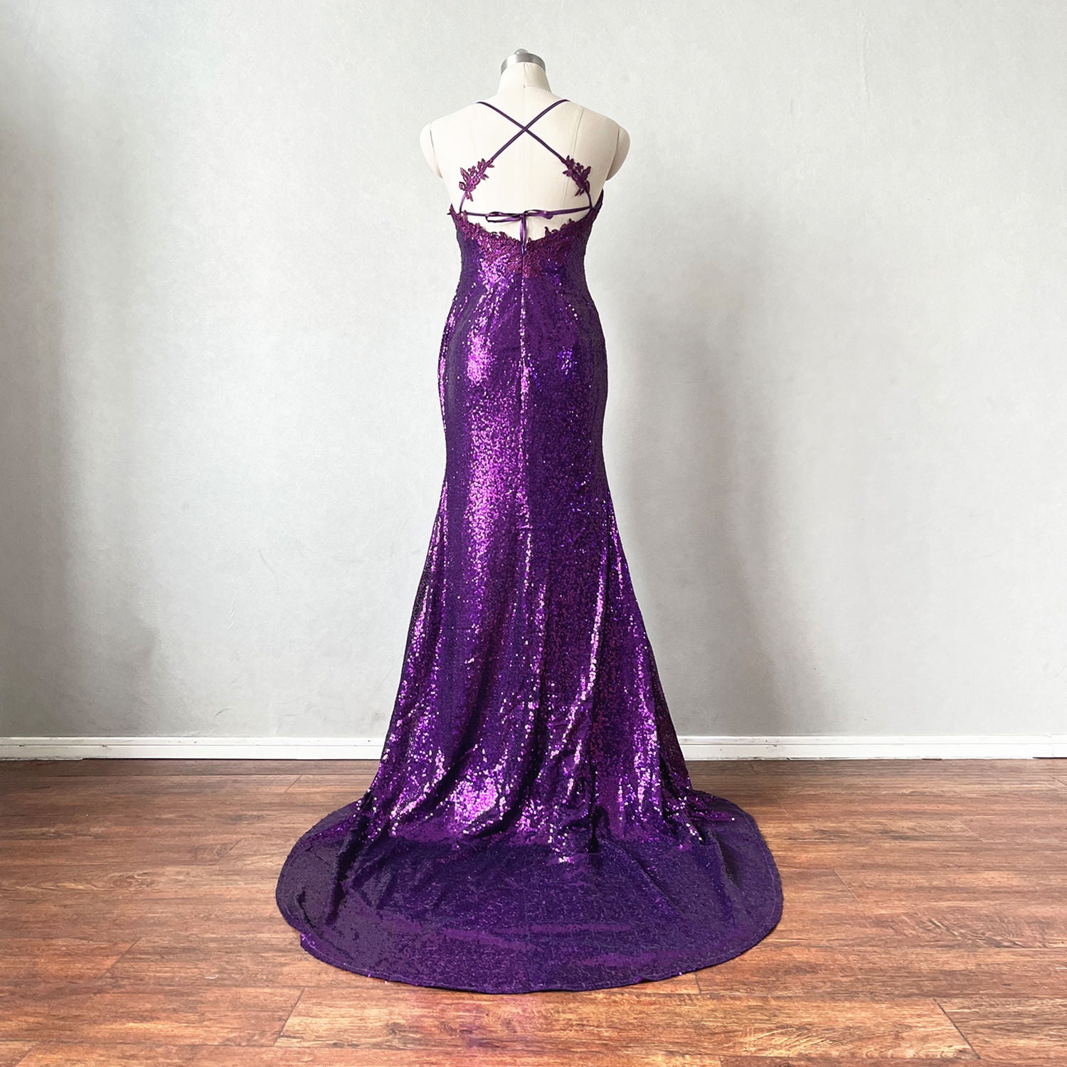 Purple Sequin Prom Dress Slit 0 / Blue Purple Sequin Prom Dress Slit 0 / Blue