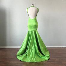 Load image into Gallery viewer, Mermaid Prom Dress Neon Green Satin