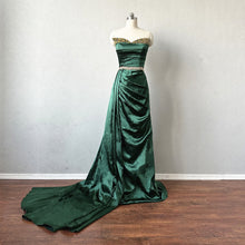 Load image into Gallery viewer, Beaded Satin Prom Dress with Draping