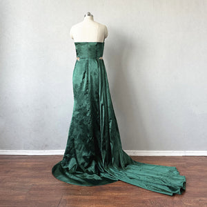 Beaded Satin Prom Dress with Draping