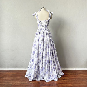 Floral Purple Prom Dress 2024 Corset Back