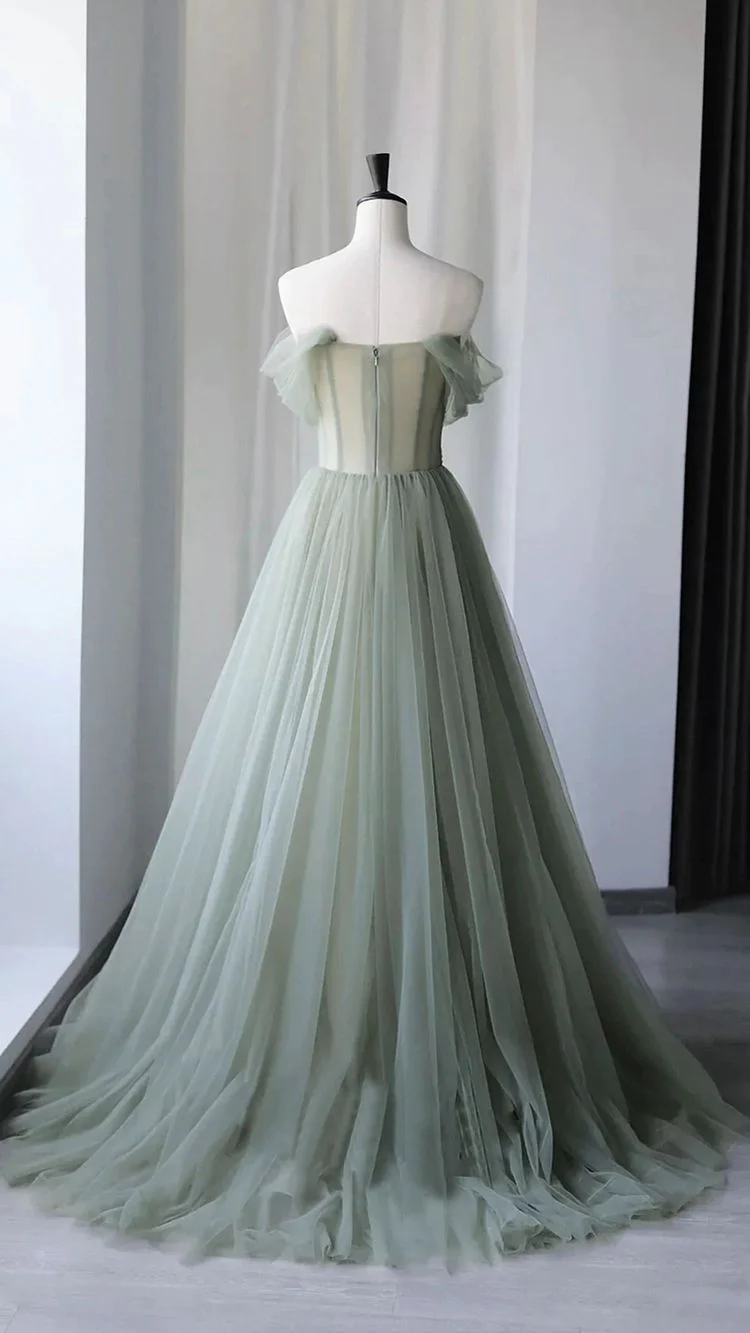 Fairy Prom Dress 2024 Dusty Green Tulle 8 / Red Fairy Prom Dress 2024 Dusty Green Tulle 8 / Red