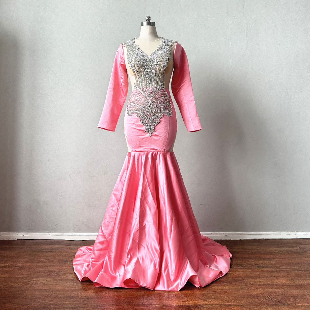 open lace back dress Luxurious Prom Dress Illusion Back Long Sleeves – DressCulture