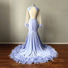 Load image into Gallery viewer, Mermaid Prom Dress Illusion Long Sleeves Feathers