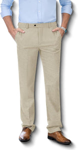 Herringbone Tweed Pants Relaxed Fit with Invisible Elastic Waistband