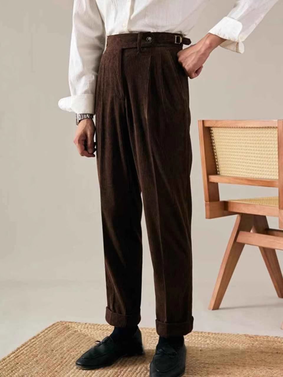 Corduroy Pants Relaxed Fit with Adjustable Waist