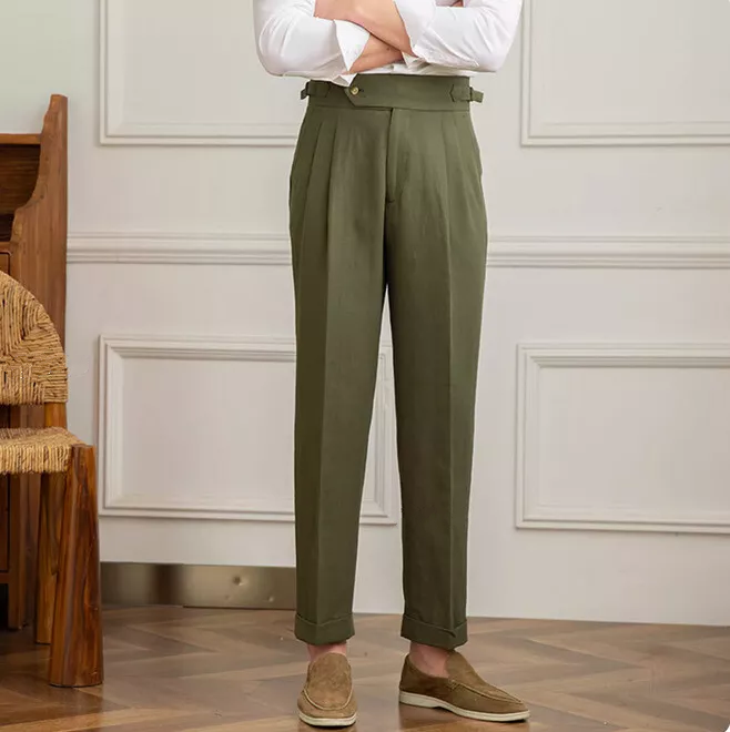 Linen Pants Casual with Adjustable Waistband