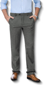 Herringbone Tweed Pants Relaxed Fit with Invisible Elastic Waistband