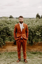 Load image into Gallery viewer, Burnt Orange Twill Wedding Suits Fall Wedding