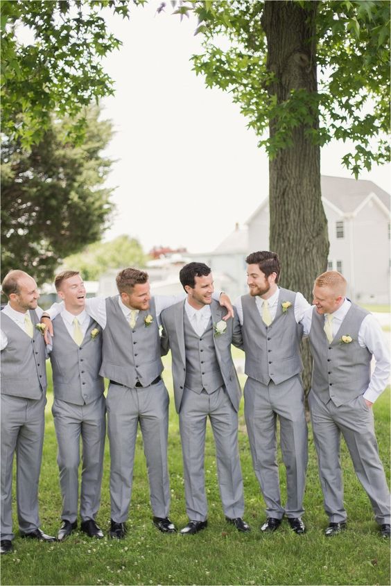 Medium Grey Wedding Suits for Groom Groomsmen Classic Fit WS1803