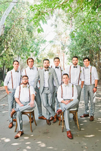 Load image into Gallery viewer, Light Grey Wedding Suits with Suspenders