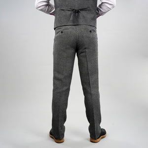 Herringbone Tweed Pants 2025 Wedding Work with Adjustable Waist