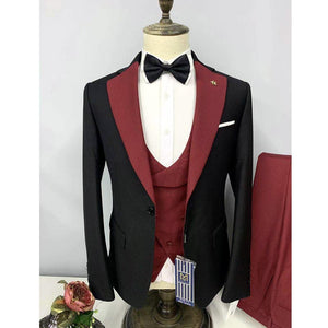 Men’s 3 Pieces Suit Shawl Lapel One Button Tux For Formal Wedding Clothing(No Tie)