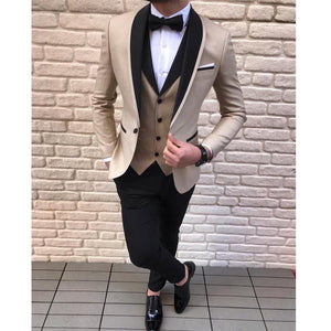 Men's Suits 3 Pieces Lapel Tuxedos Groomsmen  For Wedding Suits