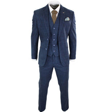 Load image into Gallery viewer, Mens 3 Pieces Wool Tweed Suit Lapel Striped Suits