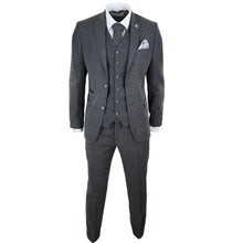 Load image into Gallery viewer, Mens 3 Pieces Grey Wool Tweed Lapel Single-Breasted Suits