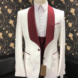 Men’s 3 Pieces Suit Shawl Lapel Suits One Button Tux For Dinner Wedding