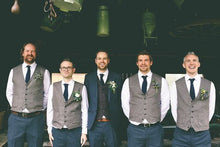 Load image into Gallery viewer, Men&#39;s Vest V Neck Herringbone Grey Silm Fit Formal Wedding Male Clothing