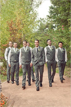 Load image into Gallery viewer, Grey Satin Vest For Groomsmen Wedding Party Men&#39;s Waistcoat