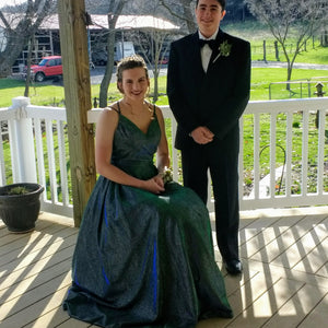 Glitter Emerald Green Long Prom Dress 2020