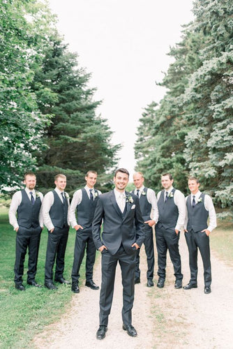 Mens Vest Black V Neck Satin Vest For Groomsmen Wedding Party Men's Waistcoat