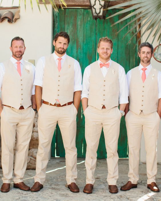 Men's Waistcoat V Neck Ivory Satin For Wedding Groomsmen Formal