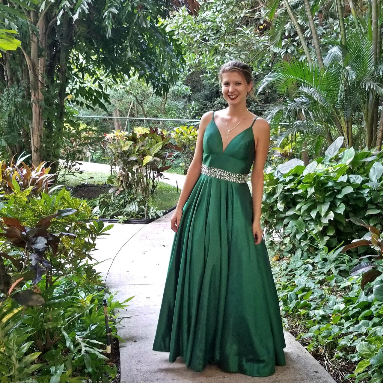 Emerald Green Prom Dress 2022 Spaghetti Straps Taffeta Long Evening Dress with Pockets 12 / Custom Color Emerald Green Prom Dress 2022 Spaghetti Straps Taffeta Long Evening Dress with Pockets 12 / Custom Color