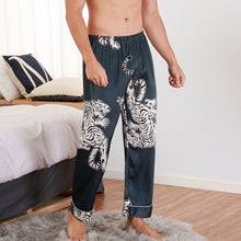 Load image into Gallery viewer, Cheetah Print Silk Satin Pajama Pants Men&#39;s Long Lounge Pants