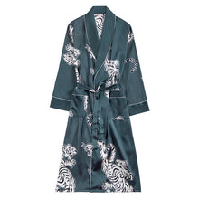 Load image into Gallery viewer, Long Sleeve Robe Robe Shorts Suit Silk Satin Pattern Print Men&#39;s Casual Loungewear
