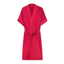Load image into Gallery viewer, Solid Silk Satin Straight Fit Kimono Bathrobe Men&#39;s Red Wedding Party Bathrobe Homewear