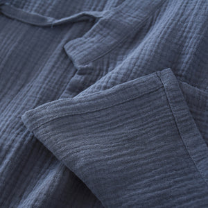 Men's Cotton Crepe Kimono Pajamas Solid Set Loose Casual Home Wear