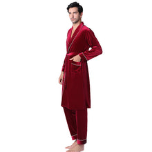 Load image into Gallery viewer, Solid color gold velvet long-sleeved trousers nightgown men&#39;s homewear suit