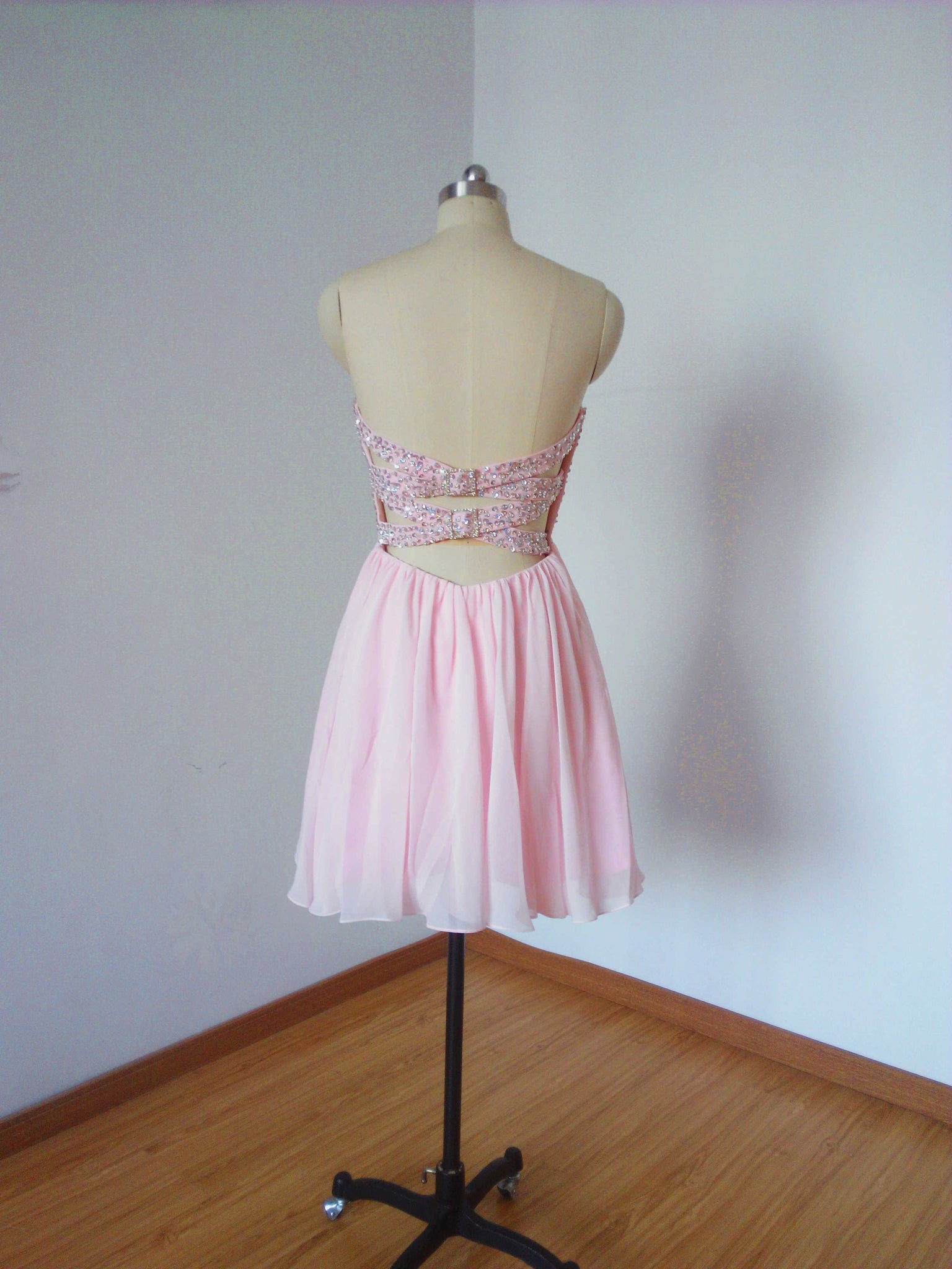 Sexy Sweetheart Pale Pink Chiffon Short Homecoming Dress Custom Size / Custom Color Sexy Sweetheart Pale Pink Chiffon Short Homecoming Dress Custom Size / Custom Color