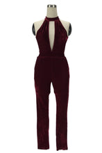 Load image into Gallery viewer, Burgundy Velvet Jumpsuit