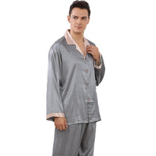 Load image into Gallery viewer, Men&#39;s Long Sleeve Pajama Set Thin Silk Satin Loungewear Set