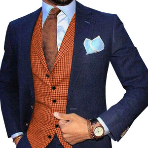 Men's Vest Burnt Orange Wool Blend Groomsmen Waistcoat Wedding