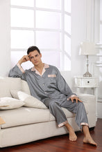 Load image into Gallery viewer, Men&#39;s Long Sleeve Pajama Set Thin Silk Satin Loungewear Set