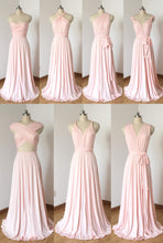 Load image into Gallery viewer, Blush Pink Spandex Long Convertible Bridesmaid Dress