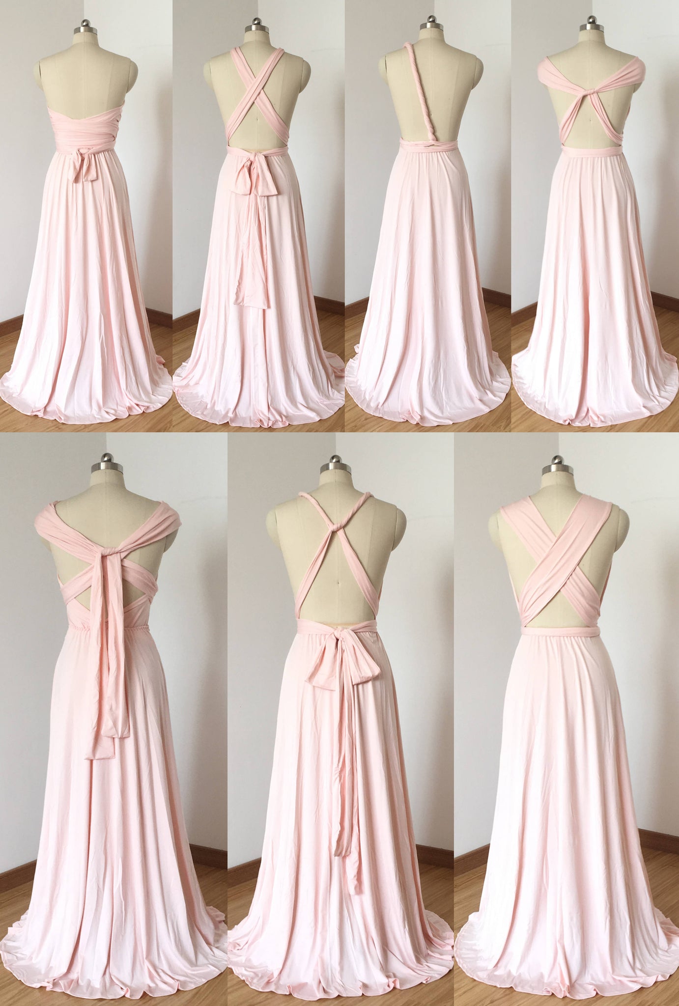 Blush Pink Spandex Long Convertible Bridesmaid Dress 6 / same as sample Dress Blush Pink Spandex Long Convertible Bridesmaid Dress 6 / same as sample Dress