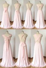 Load image into Gallery viewer, Blush Pink Spandex Long Convertible Bridesmaid Dress