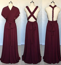 Load image into Gallery viewer, Burgundy Spandex Long Convertible Bridesmaid Dress