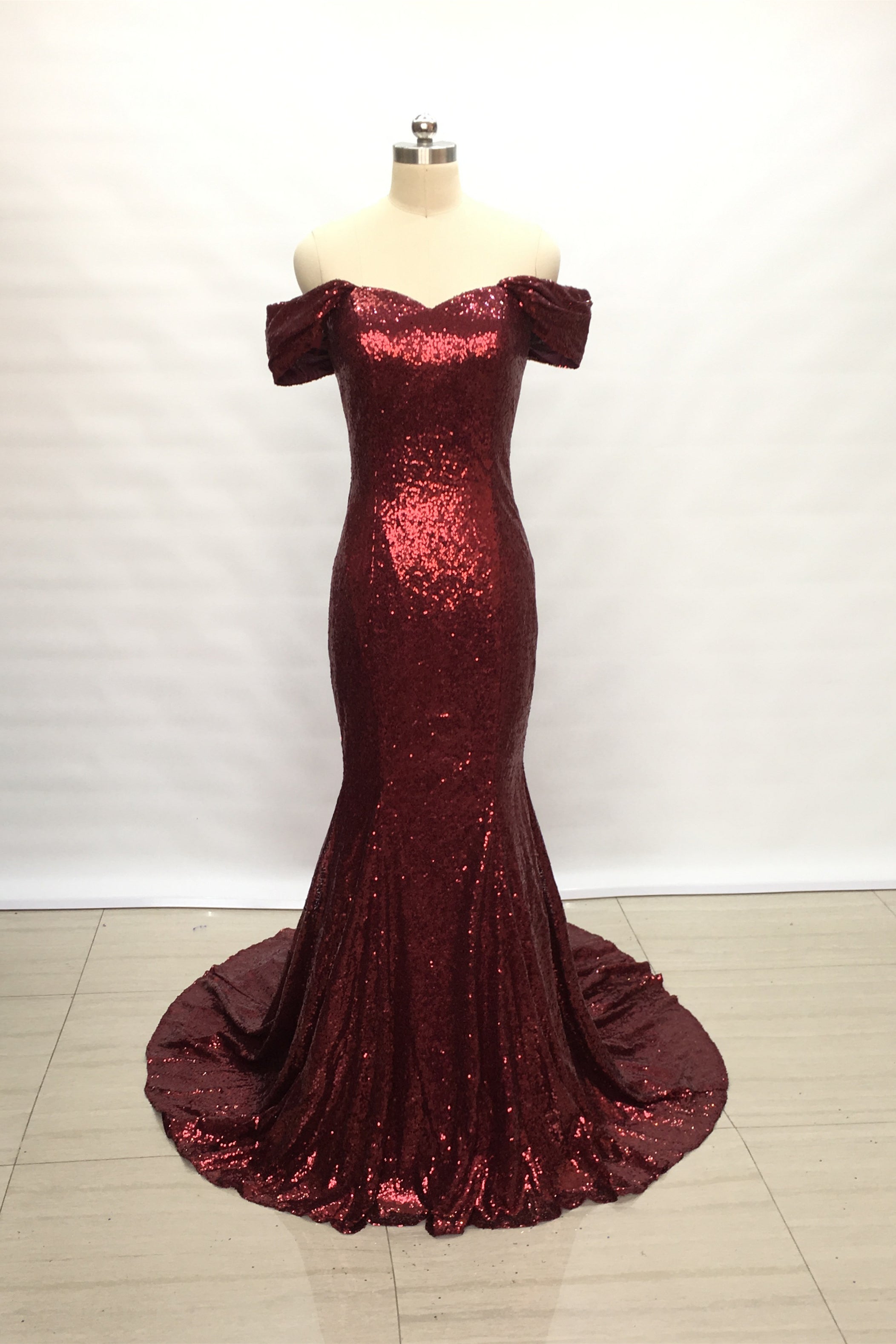 sequin bridesmaid dresses burgundy Off Shoulder Burgundy Sequin Long Bridesmaid Dress Mermaid – DressCulture