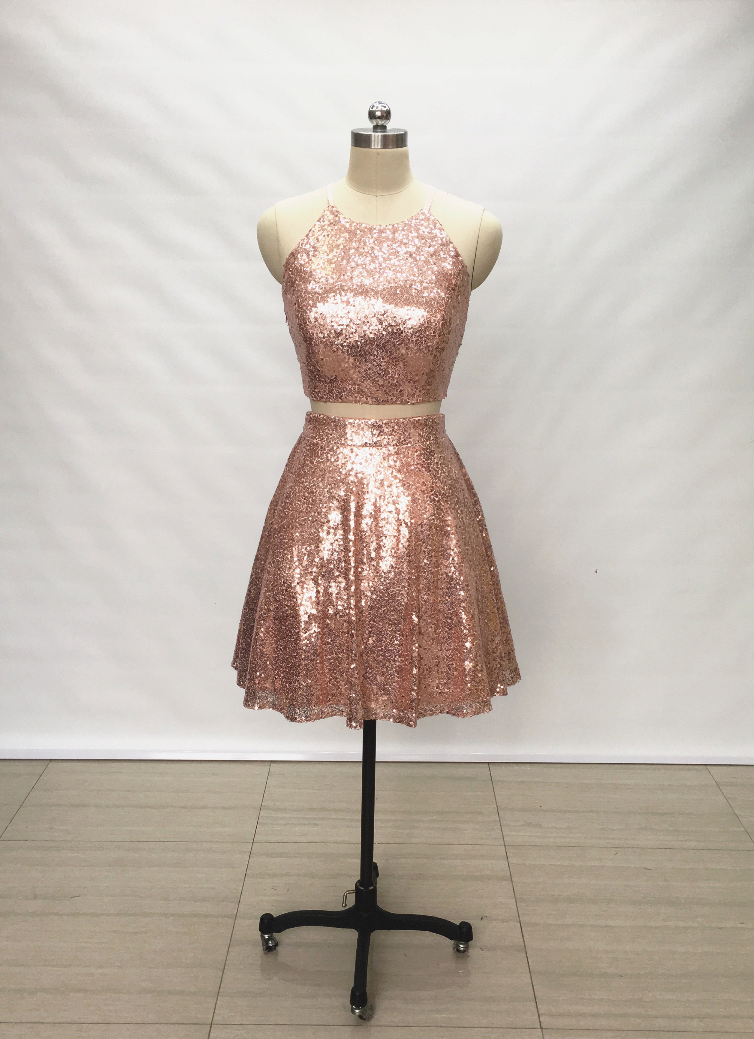 green emerald velvet dress Rose Gold Sequin Short Dress With Dolman Sleeves main image 1