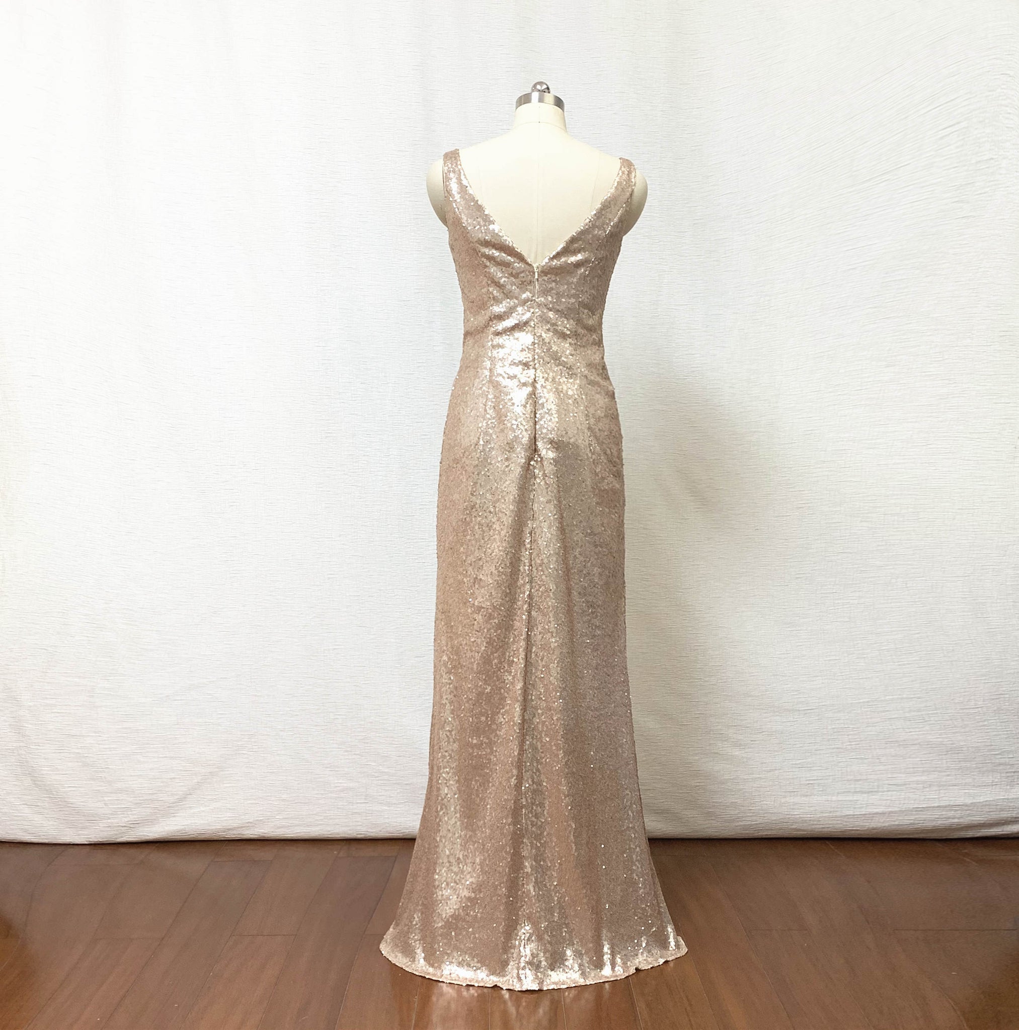 Sheath Matte Champagne Gold Sequin Long Bridesmaid Dress 6 / Sequin Swatches Sheath Matte Champagne Gold Sequin Long Bridesmaid Dress 6 / Sequin Swatches