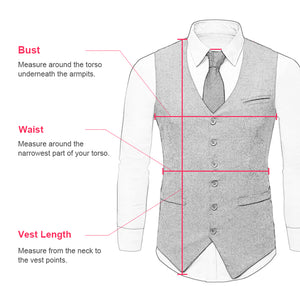 Men's Vest V Neck Herringbone Grey Silm Fit Formal Wedding Male Clothing