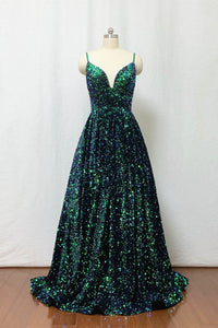 Sequin Prom Dress 2020 Ball Gown Forest Green Long Evening Dress